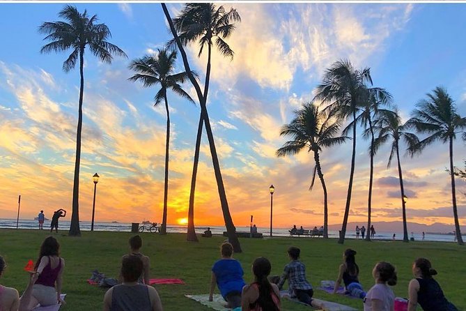 Beach Yoga on Waikiki with Diamondhead Backdrop - From Yoga Under The Palms to Diamond Head: how the route feels in real life