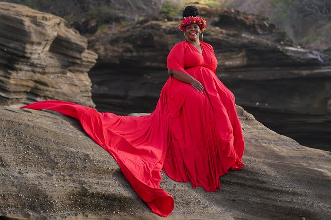 Flying Dress Photoshoot on Oahu - Optional haku leis and flower crowns: a finishing touch