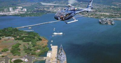 From Honolulu: Complete Oahu Island Helicopter Tour - Pearl Harbor from the air: USS Arizona and the weight of the view