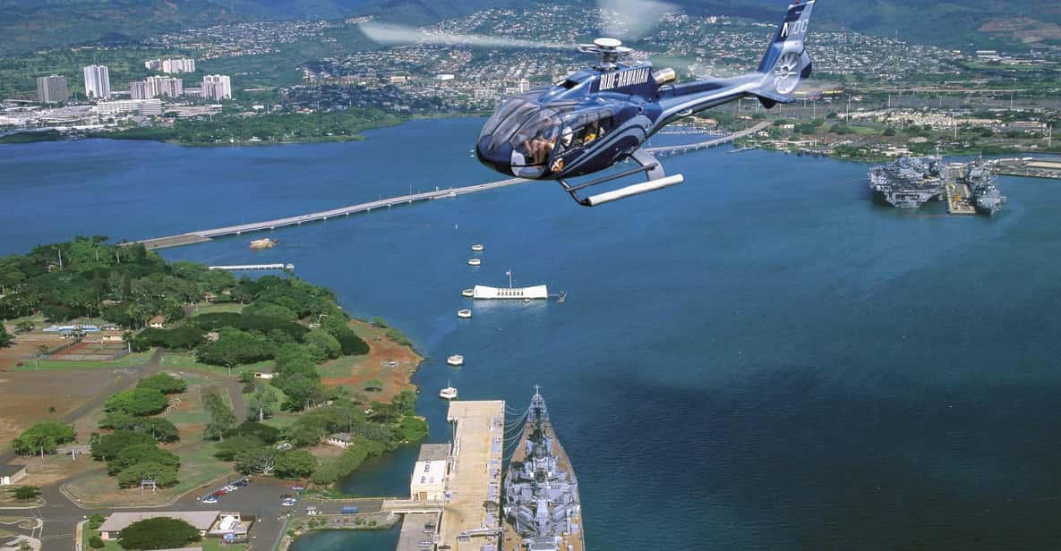 From Honolulu: Complete Oahu Island Helicopter Tour - Pearl Harbor from the air: USS Arizona and the weight of the view