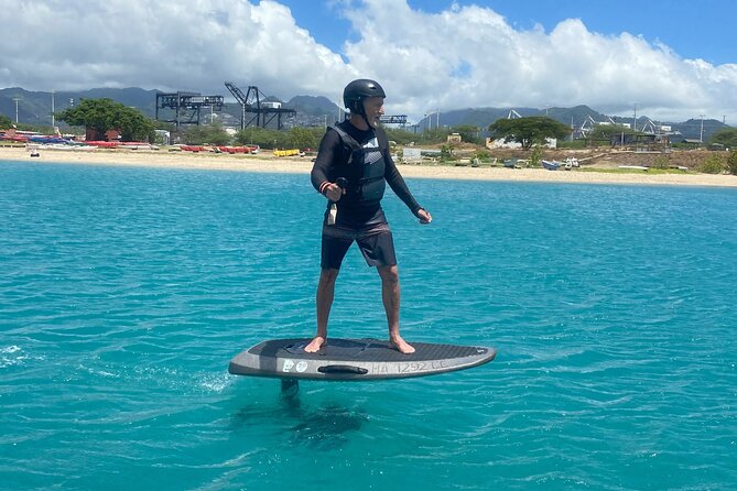Group of 2 + mid length eFoil experience Honolulu HAWAII - Why this Honolulu eFoil lesson is so beginner-friendly