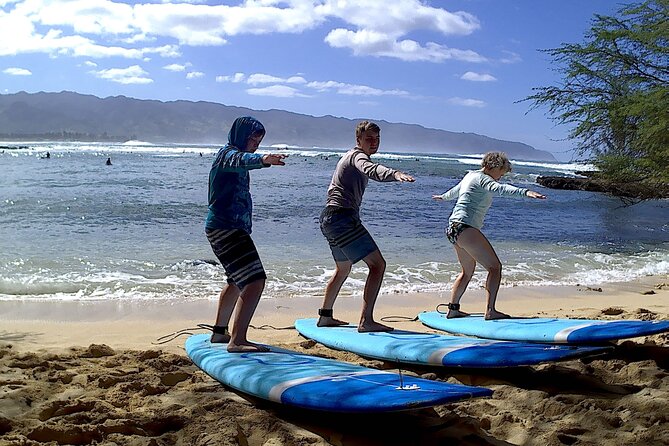 Group Surf Lessons for beginners on the North Shore of Oahu - From first wave to better control: turning, balance, and timing