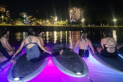 Night SUP Yoga and Fireworks at Magic Island - The LED Lights and the Yoga Flow at Night