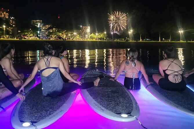 Night SUP Yoga and Fireworks at Magic Island - The LED Lights and the Yoga Flow at Night