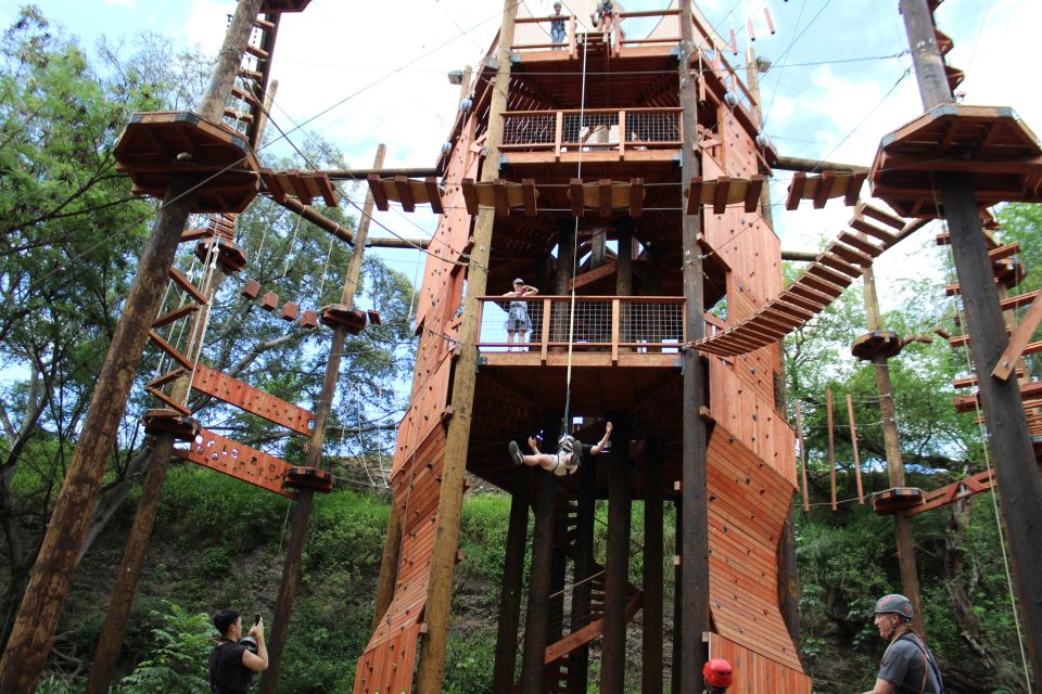 Oahu: High Ropes Adventure, Climbing, & Rappel Experience - The high ropes course: 18 obstacle elements with real balance work