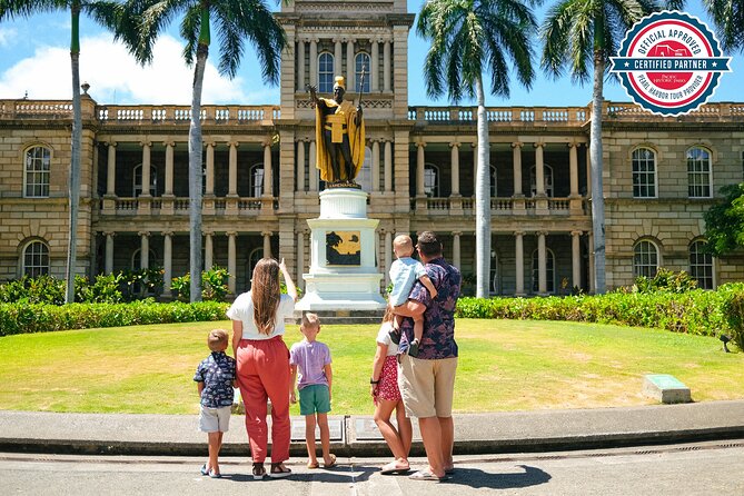 Pearl Harbor City Tour - Historic Downtown Honolulu highlights: King Kamehameha, Iolani Palace, missionary churches