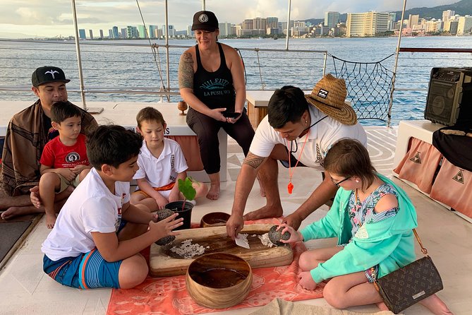 Polynesian Canoe Day Sail - Hands-on Hawaiian activities: music, leis, poi, and helping the sail