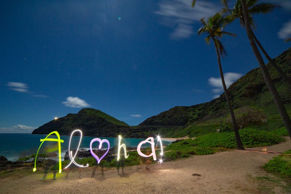 Unique Honolulu Sunset and Light Painting Tour - Makapu’u at twilight: islands, waves, and the sky flipping to star mode