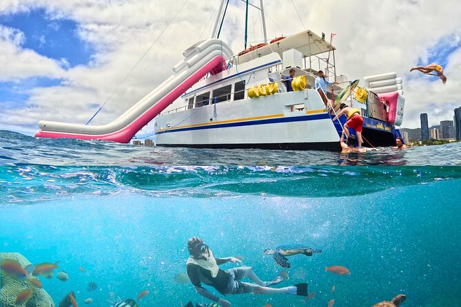 Waikiki Snorkeling & Ocean Waterpark Adventure from Oahu - The floating waterpark zone: slide, jump, and lounge
