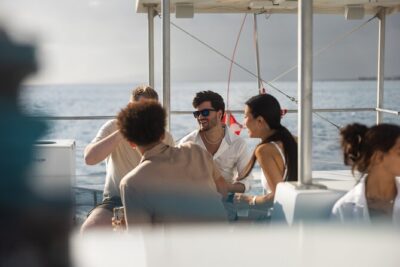 Waikiki Sunset Cruise from Oahu - The Catamaran Layout: Shade Downstairs, Open Air Up Top